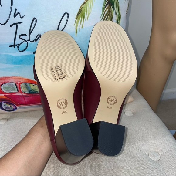 Michael Kors NWOB! Leather Merlot Burgundy  Padma Mid Loafer Pumps Block Heel - Picture 10 of 14